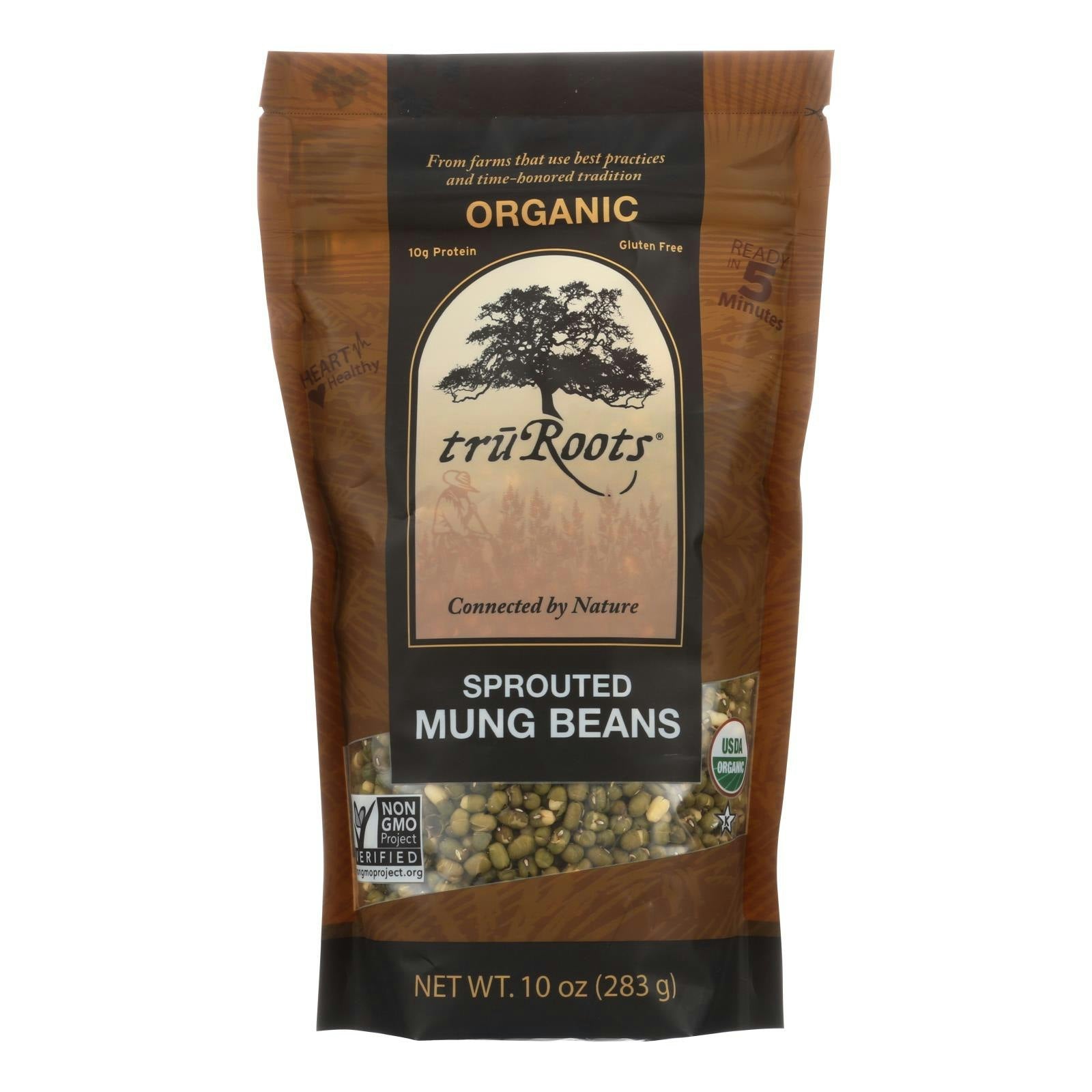 Truroots Organic Mung Beans - Sprouted - 10 oz (Pack of 6)