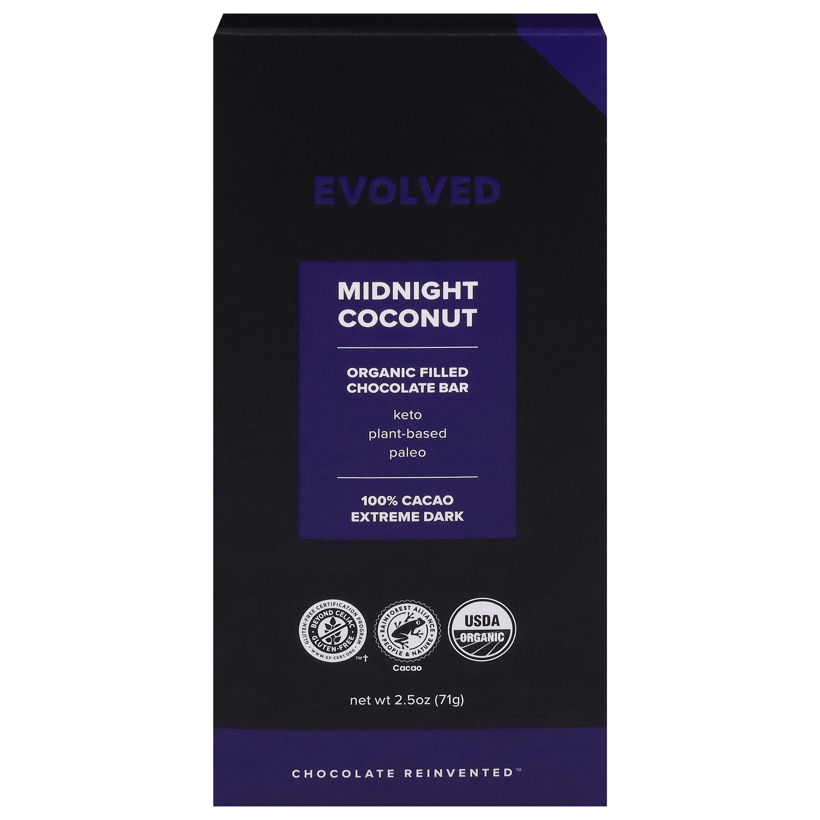 Evolved Chocolate Bar Chocolate Midnight Coconut 100%