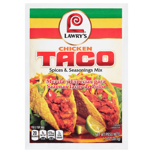 Lawrys Mix Seasoning Chicken Taco 1 oz (Pack Of 12)