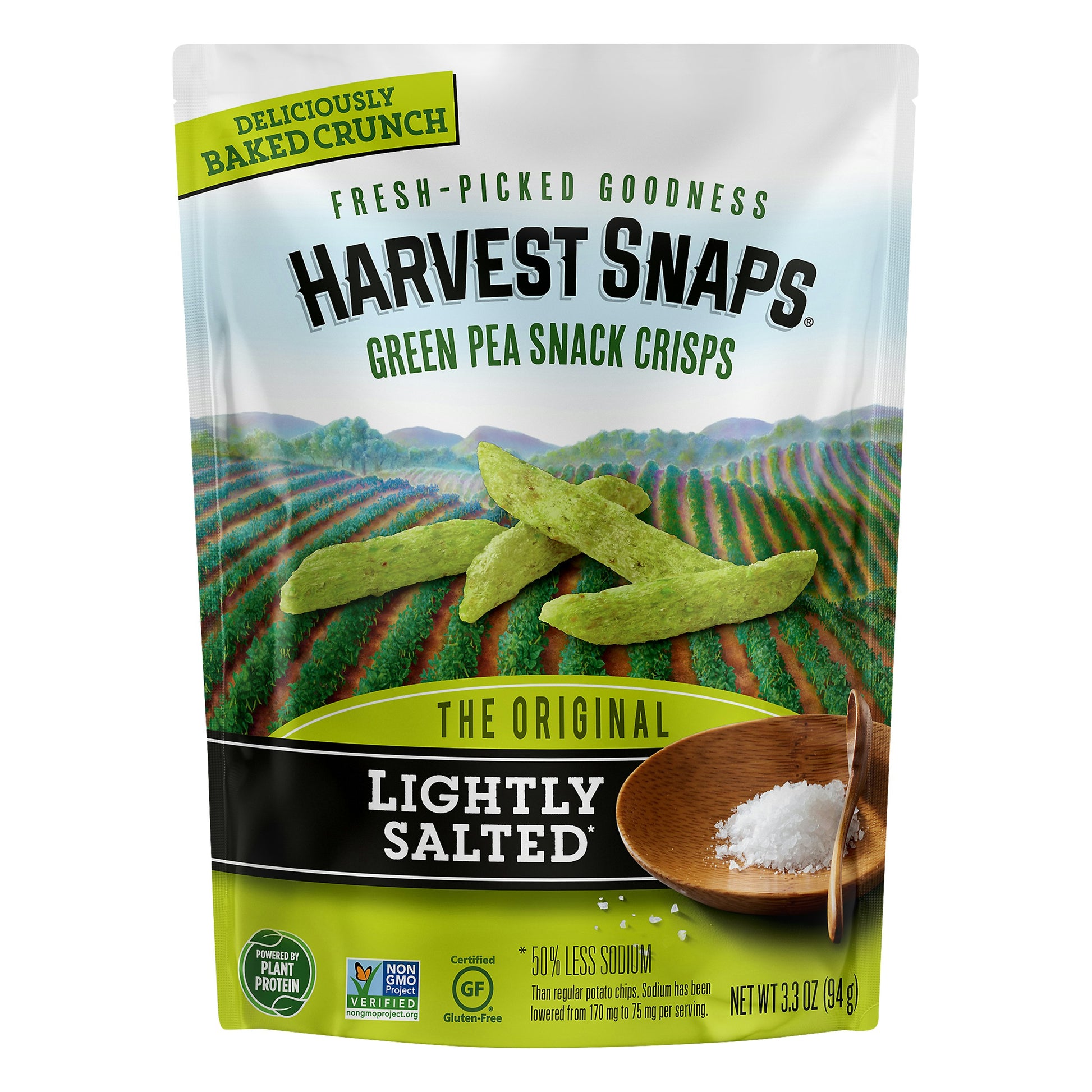 Harvest Snaps Snack Crisps Light Salted 3.3 Oz Pack of 12