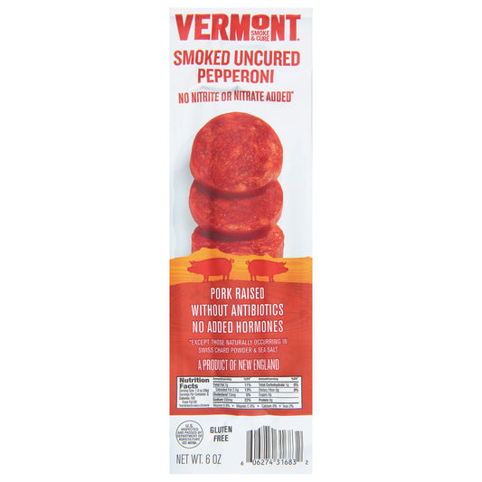 Vermont Smoke Pepperoni Uncured Smoked 6 Oz Pack of 12