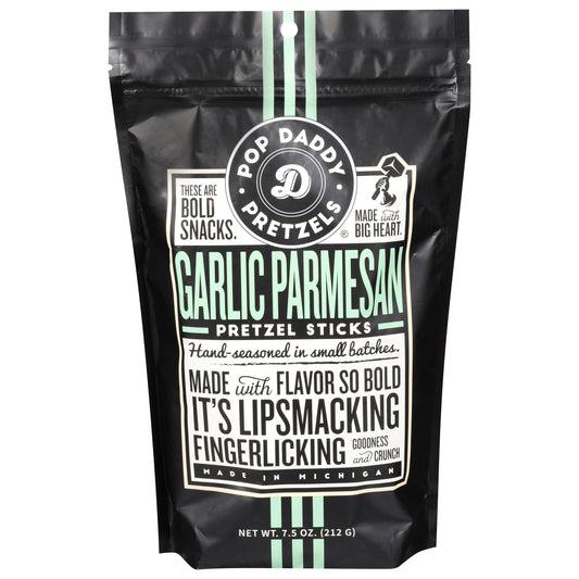 Pop Daddy Popcorn & Pretz Pretzel Garlic Parmesan 7.5 oz (Pack Of 12)