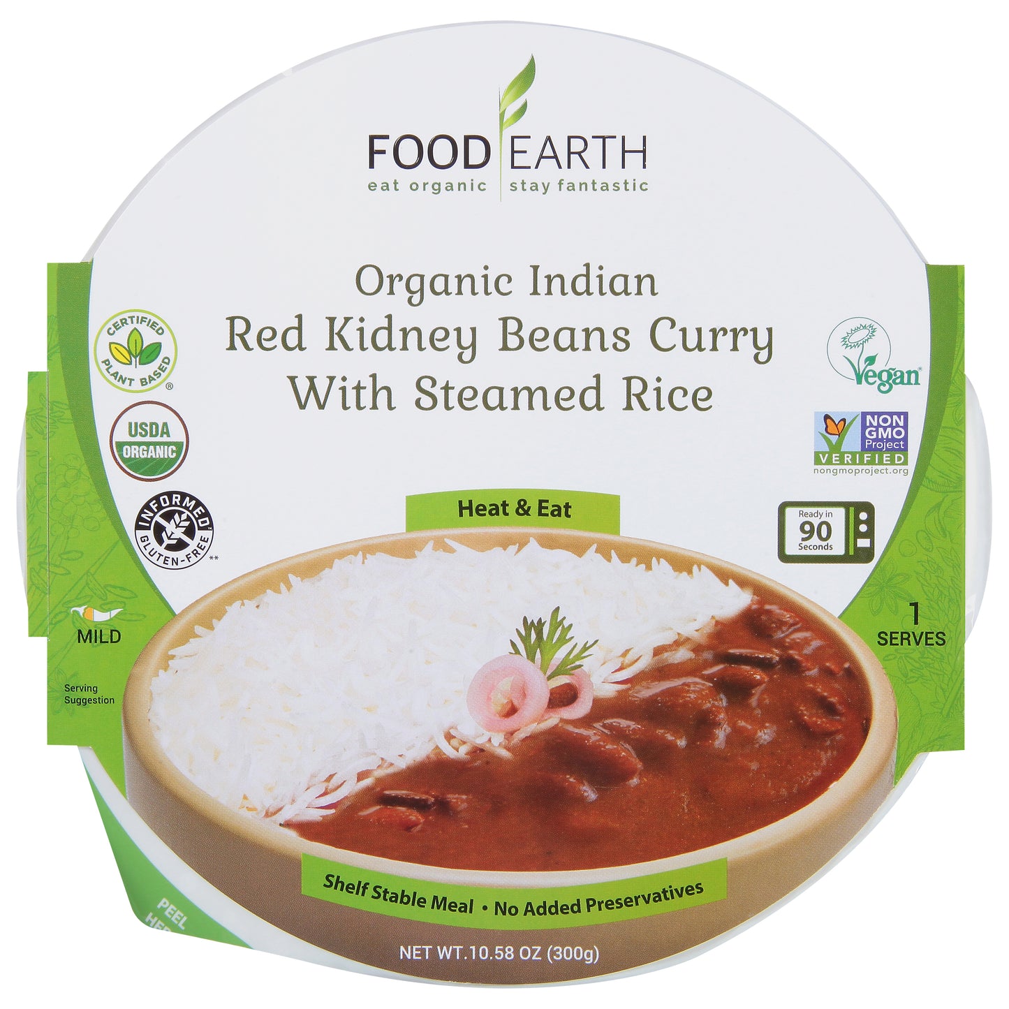 Food Earth Entree Bean Curry Rice 10.58 Oz (Pack Of 6)