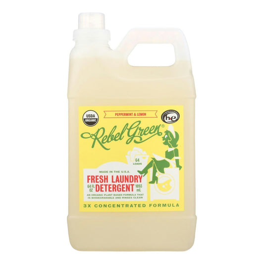 Rebel Green Laundry Detergent Organic Peppermint and Lemon 64 Oz Pack of 4