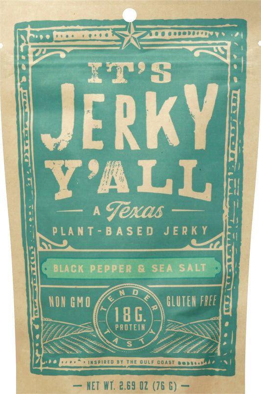 Its Jerky Yall Jerky Plant Based Black Pepper Sea salt 2.69 Oz Pack of 6