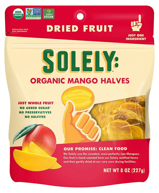 Solely - Dried Fruit Organic Mango Halves - 8 oz (Pack of 6)