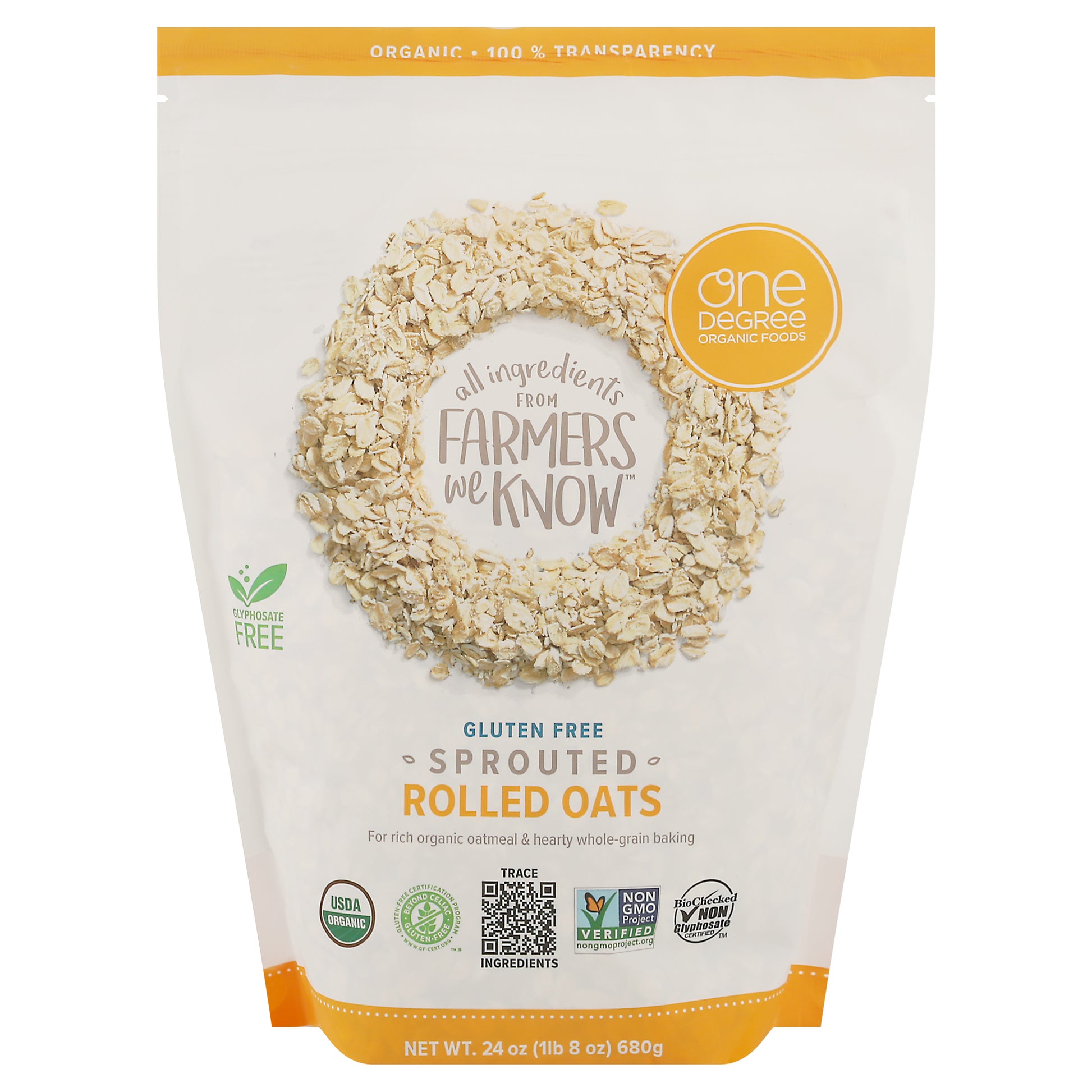 One Degree Oats Rolled Sprouted Organic 24 oz (Pack Of 4)