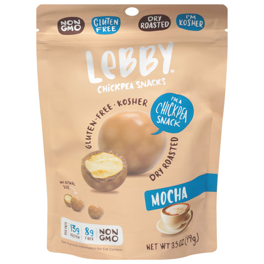 Lebby Snacks Chickpea Mocha Chocolate Covered 3.5 oz (Pack Of 6)