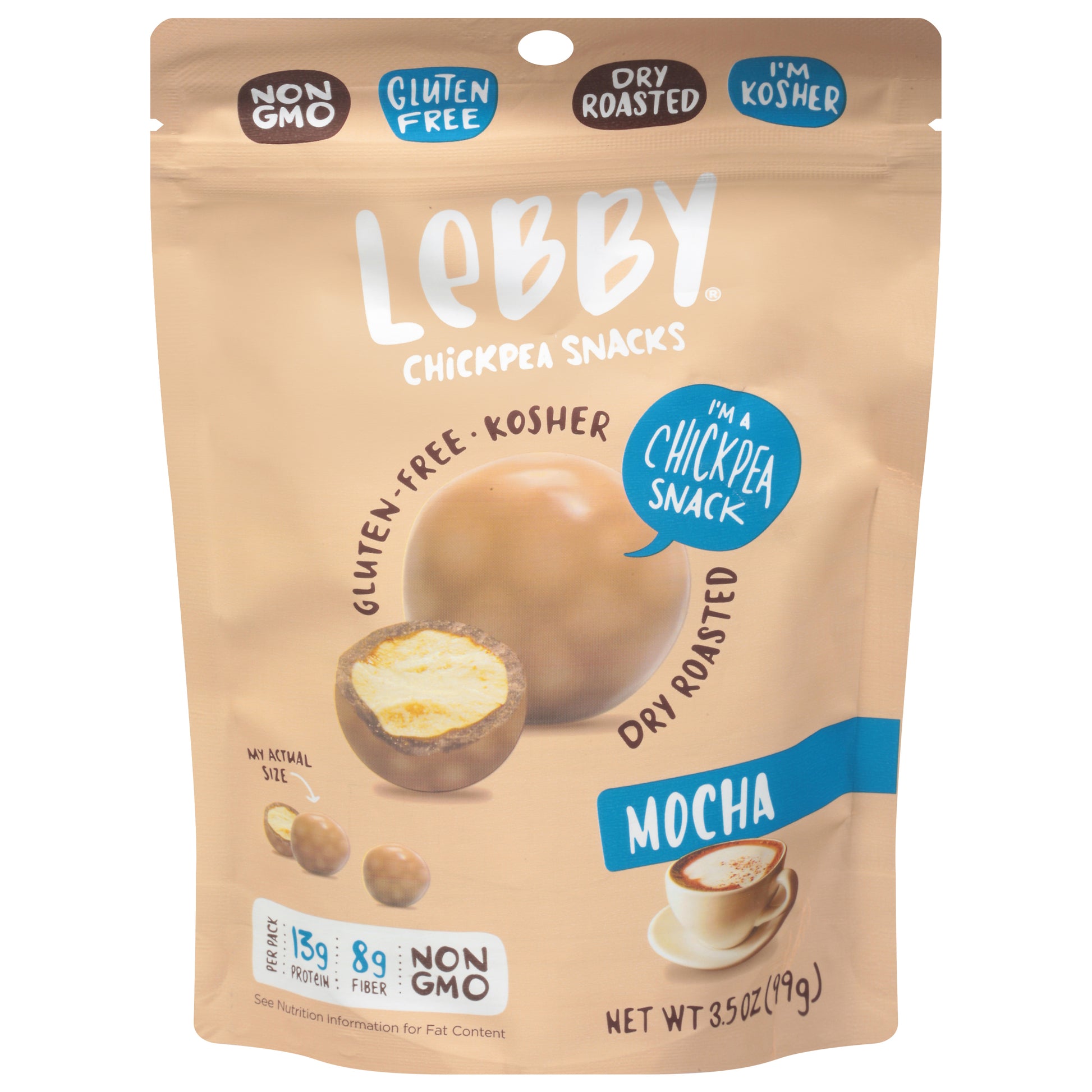 Lebby Snacks Chickpea Mocha Chocolate Covered 3.5 oz (Pack Of 6)