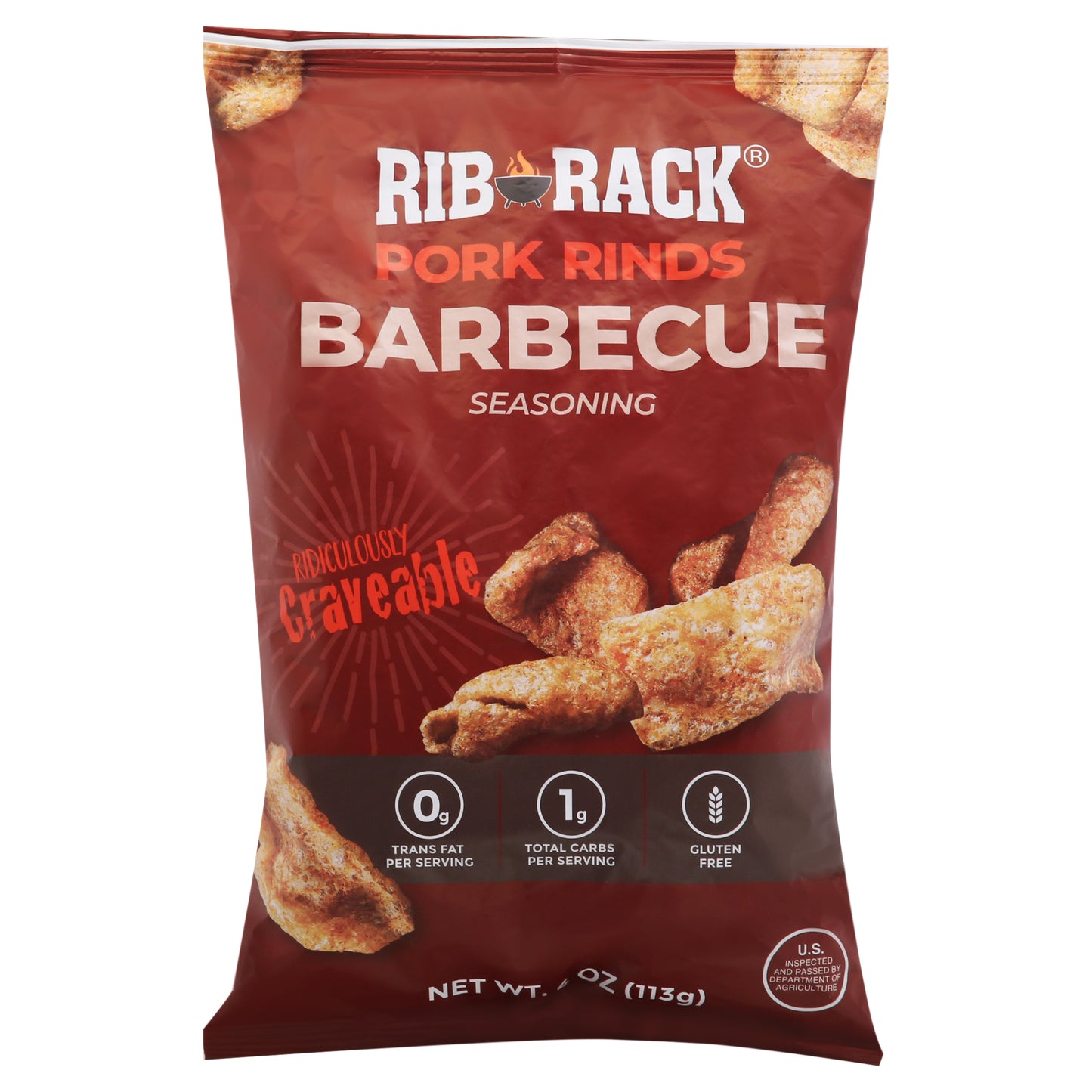 Rib Rack Pork Rinds Barbecue 4 Oz (Pack Of 12)