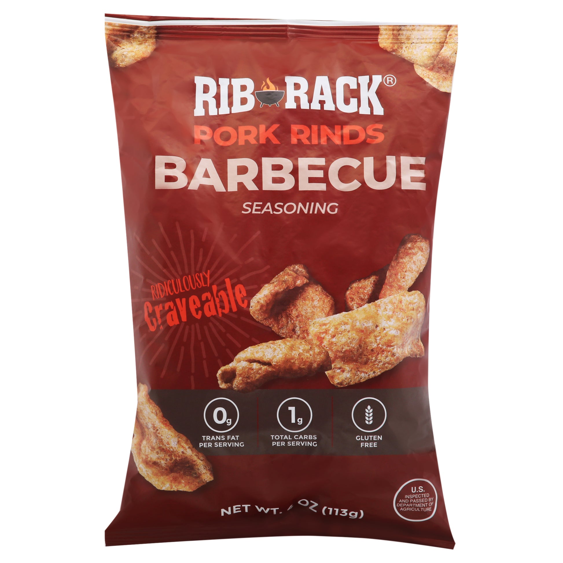 Rib Rack Pork Rinds Barbecue 4 Oz (Pack Of 12)