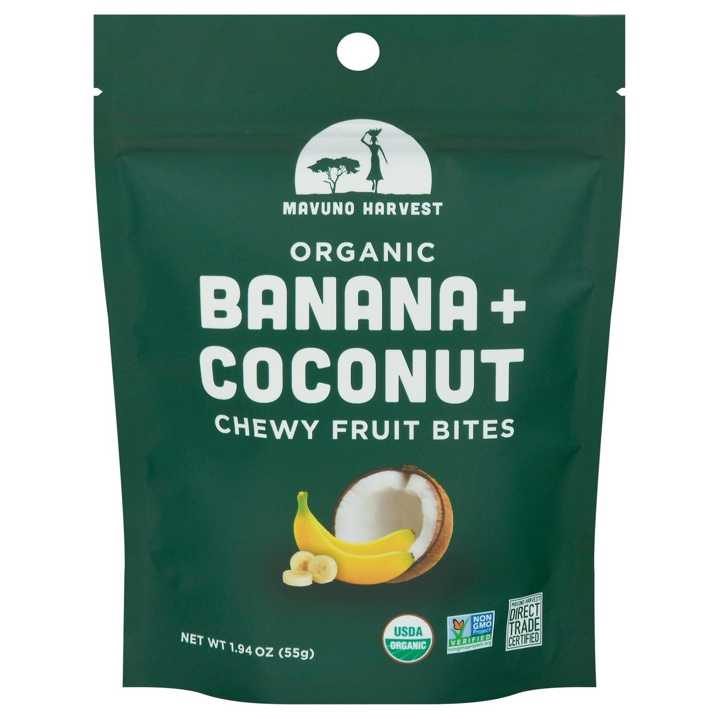 Mavuno Harvest Bites Fruit Banana Coconut 1.94 Oz Pack of 8