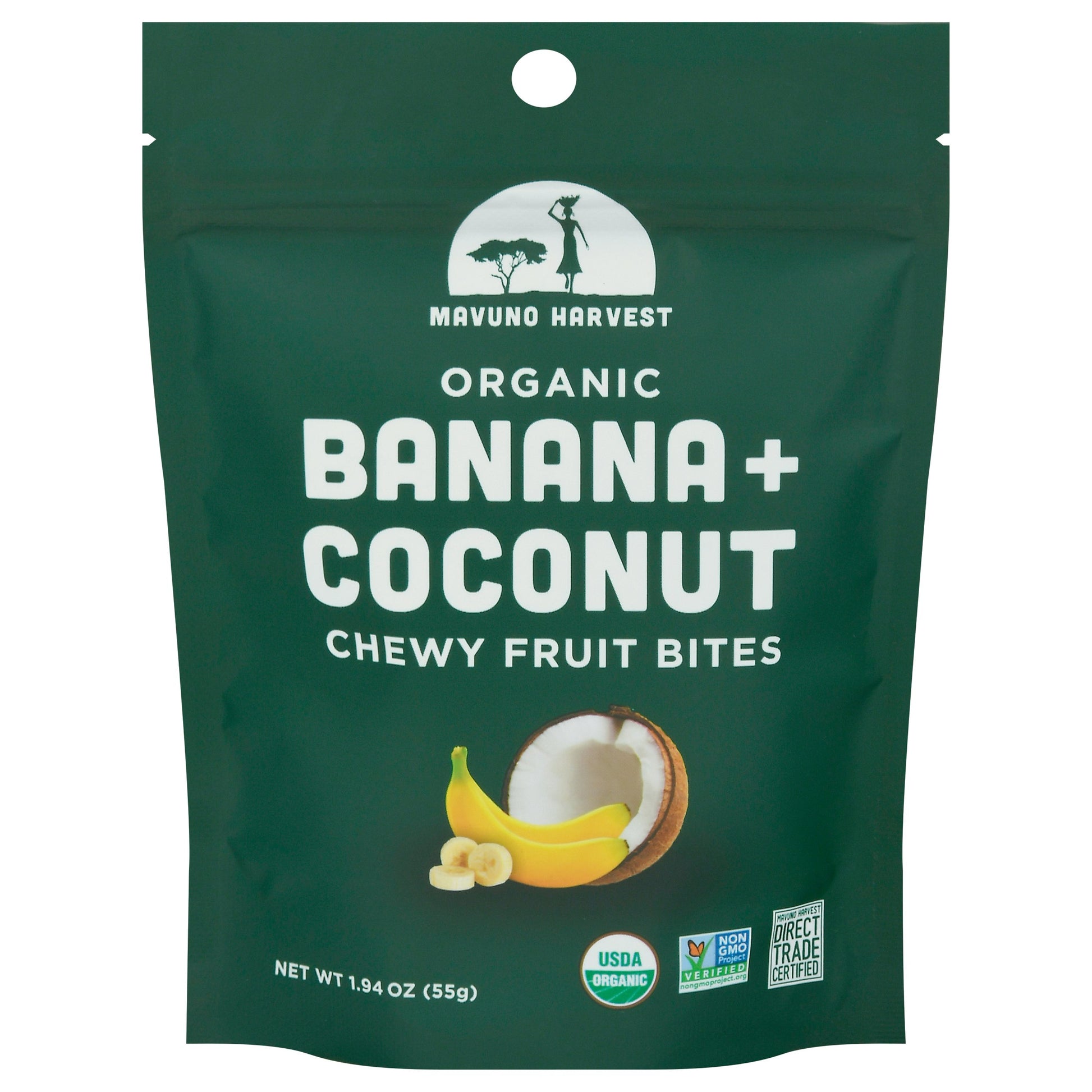 Mavuno Harvest Bites Fruit Banana Coconut 1.94 Oz Pack of 8
