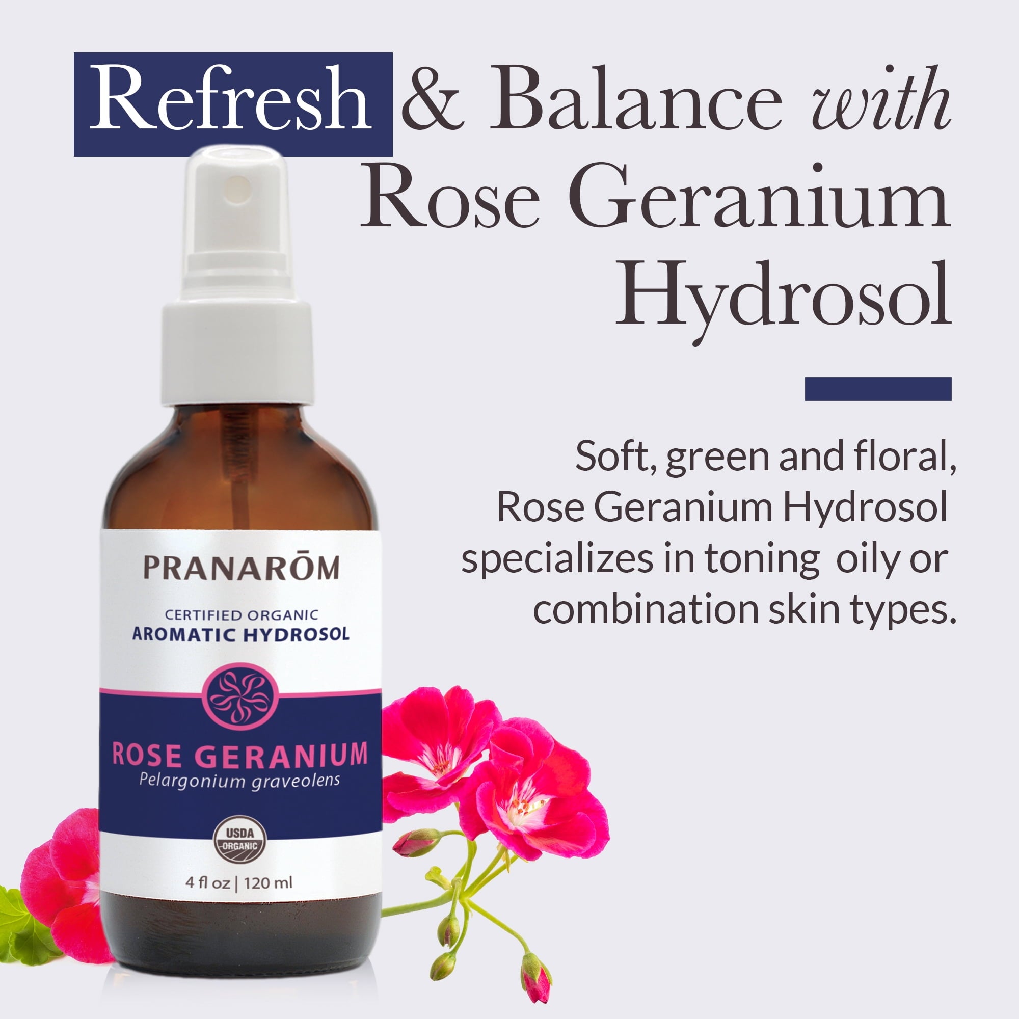 PRANAROM (Pack of 5) Pranarom Essential Geranium Rose Oil 4 Fl Oz