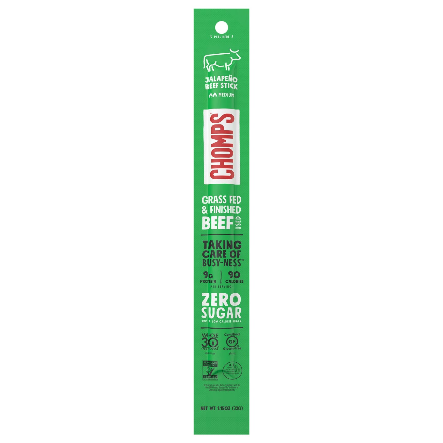 Chomps Beef Stick Jalapeno 1.15 Oz Pack of 24