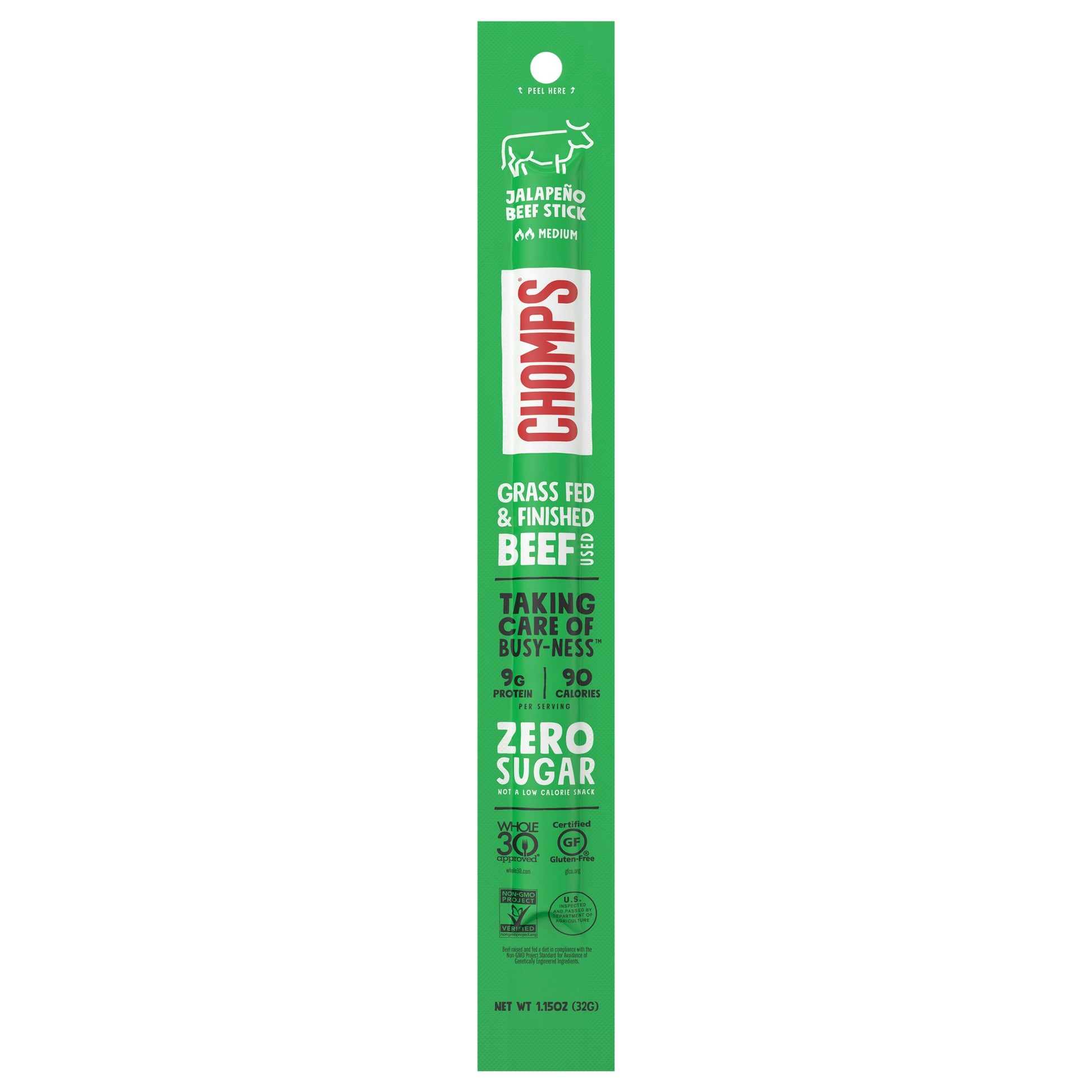Chomps Beef Stick Jalapeno 1.15 Oz Pack of 24