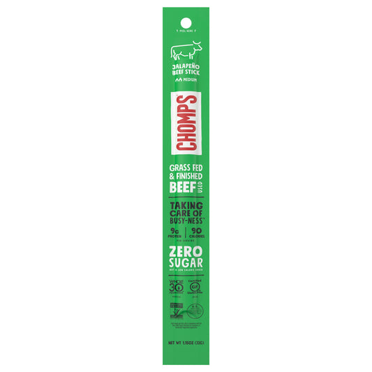 Chomps Beef Stick Jalapeno 1.15 Oz Pack of 24