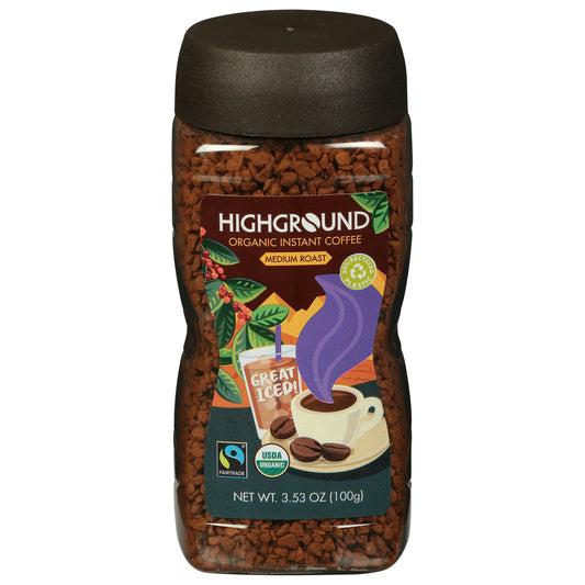 Highground Coffee Instant Regular Organic 3.53 Oz Pack of 6