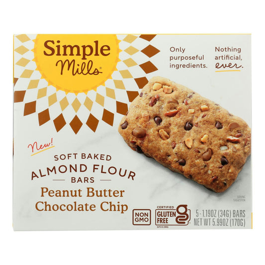 Simple Mills - Bar Soft Baked Peanut Butter Chocolate Chip 5.99 oz (Pack of 6)