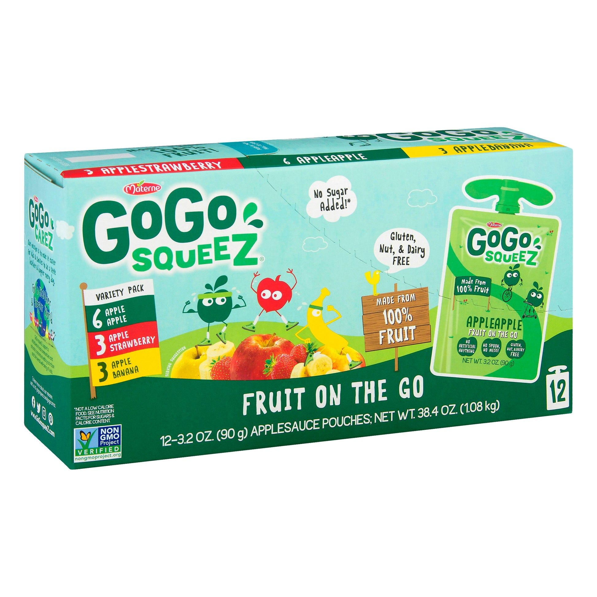 Gogo Squeez Applesauce Apple Banana Strawberry 38.4 Oz Pack of 6