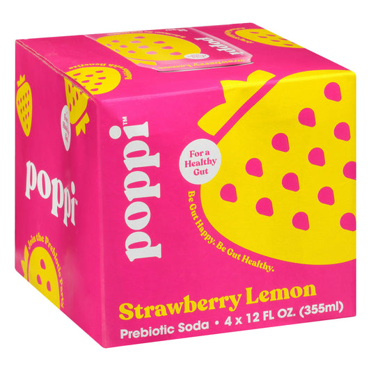 Poppi Soda Prebiotic Strawberry Lemon 48 Fo Pack of 6
