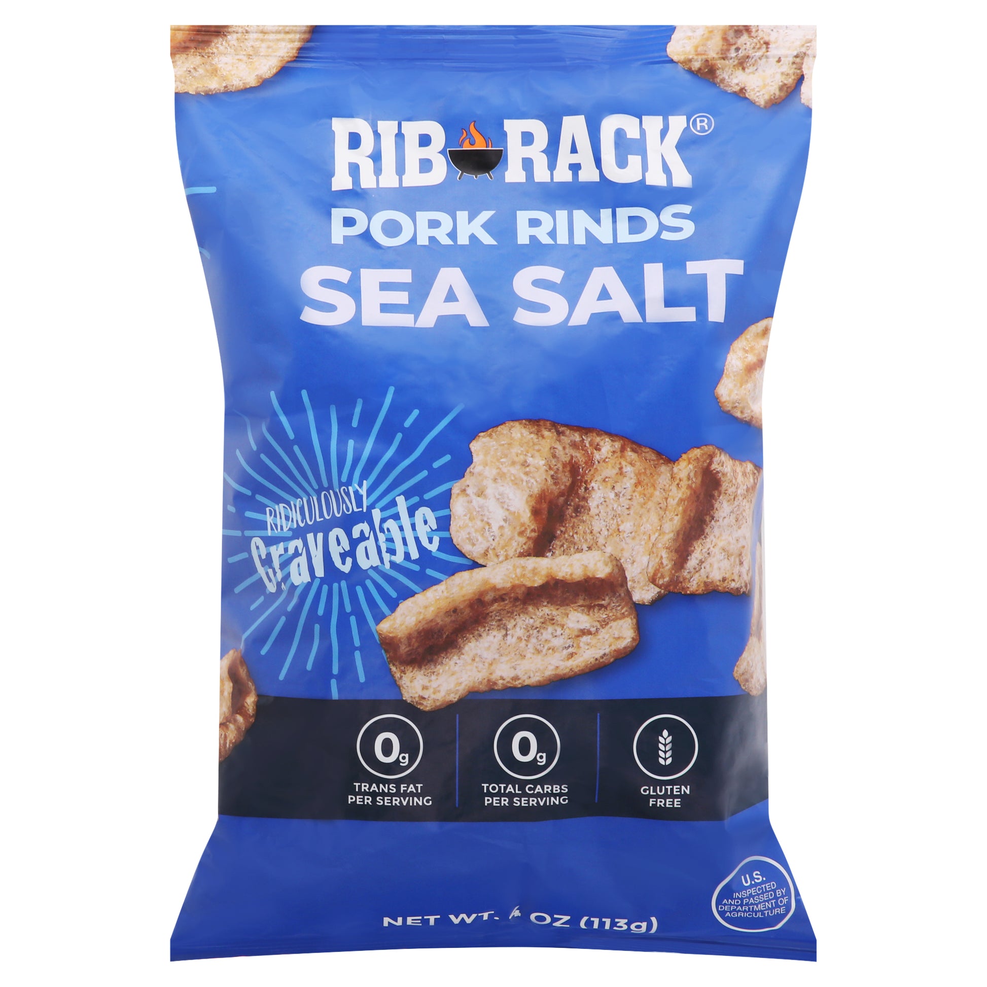 Rib Rack Pork Rinds Sea Salt 4 Oz (Pack Of 12)