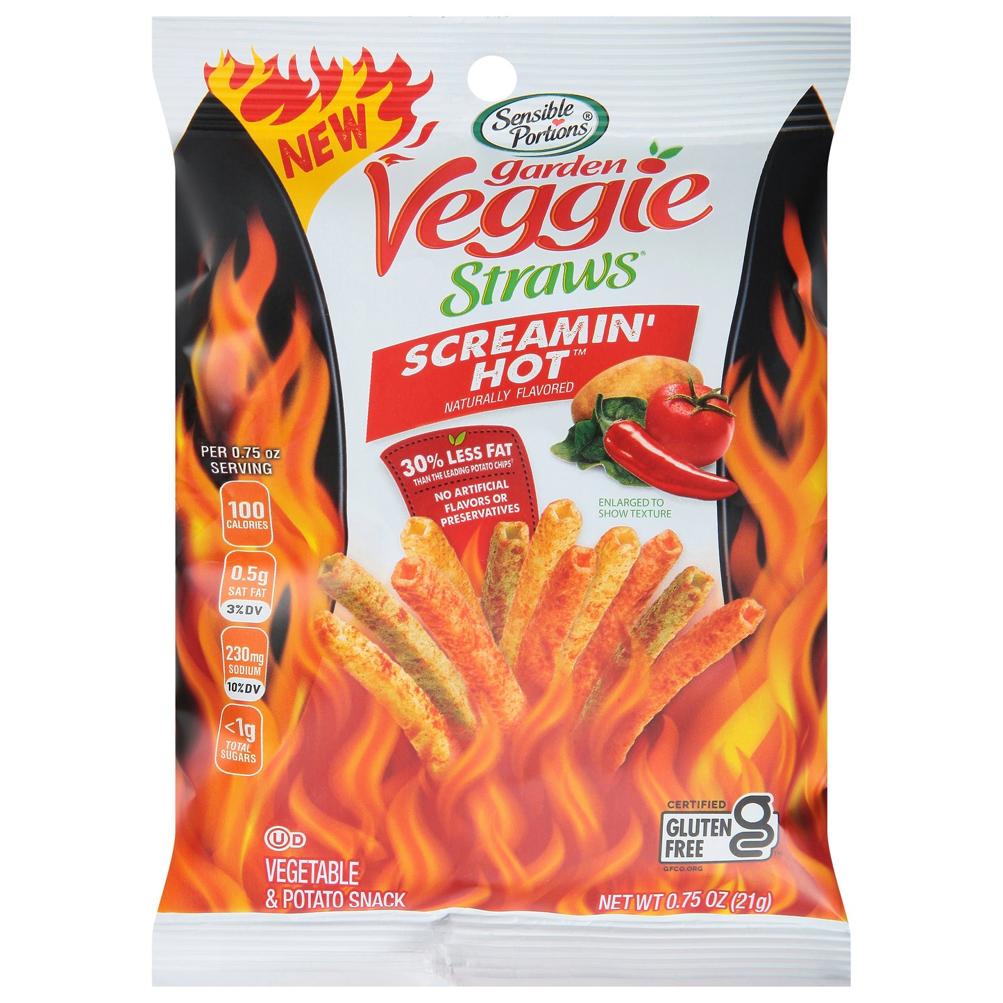 Sensible Portions Chips Garden Veggie Screamin Hot 0.75 oz (Pack of 24)