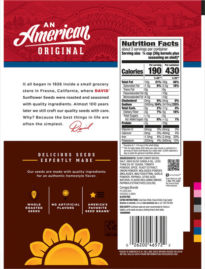 David Sunflower Seeds BBQ 5.25 Oz Pack of 12