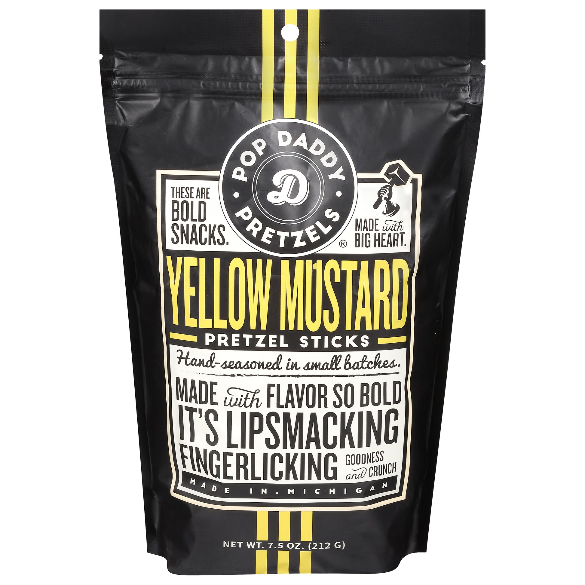 Pop Daddy Popcorn & Pretz Pretzels Yellow Mustard 7.5 oz (Pack Of 12)