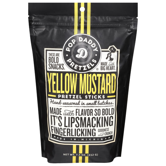 Pop Daddy Popcorn & Pretz Pretzels Yellow Mustard 7.5 oz (Pack Of 12)
