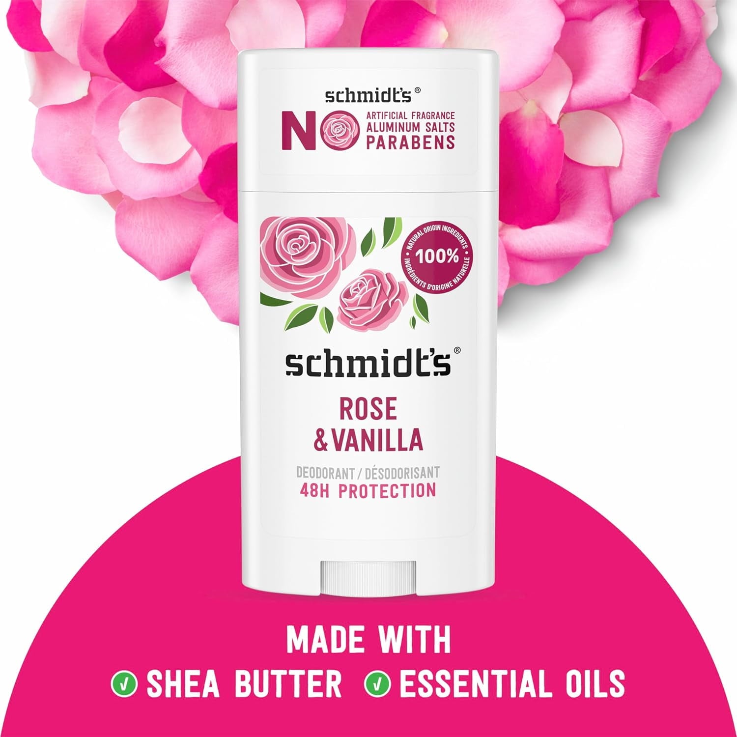 SCHMIDTS (Pack Of 6) Schmidts Deodorant Rose & Vanilla 2.65 Oz