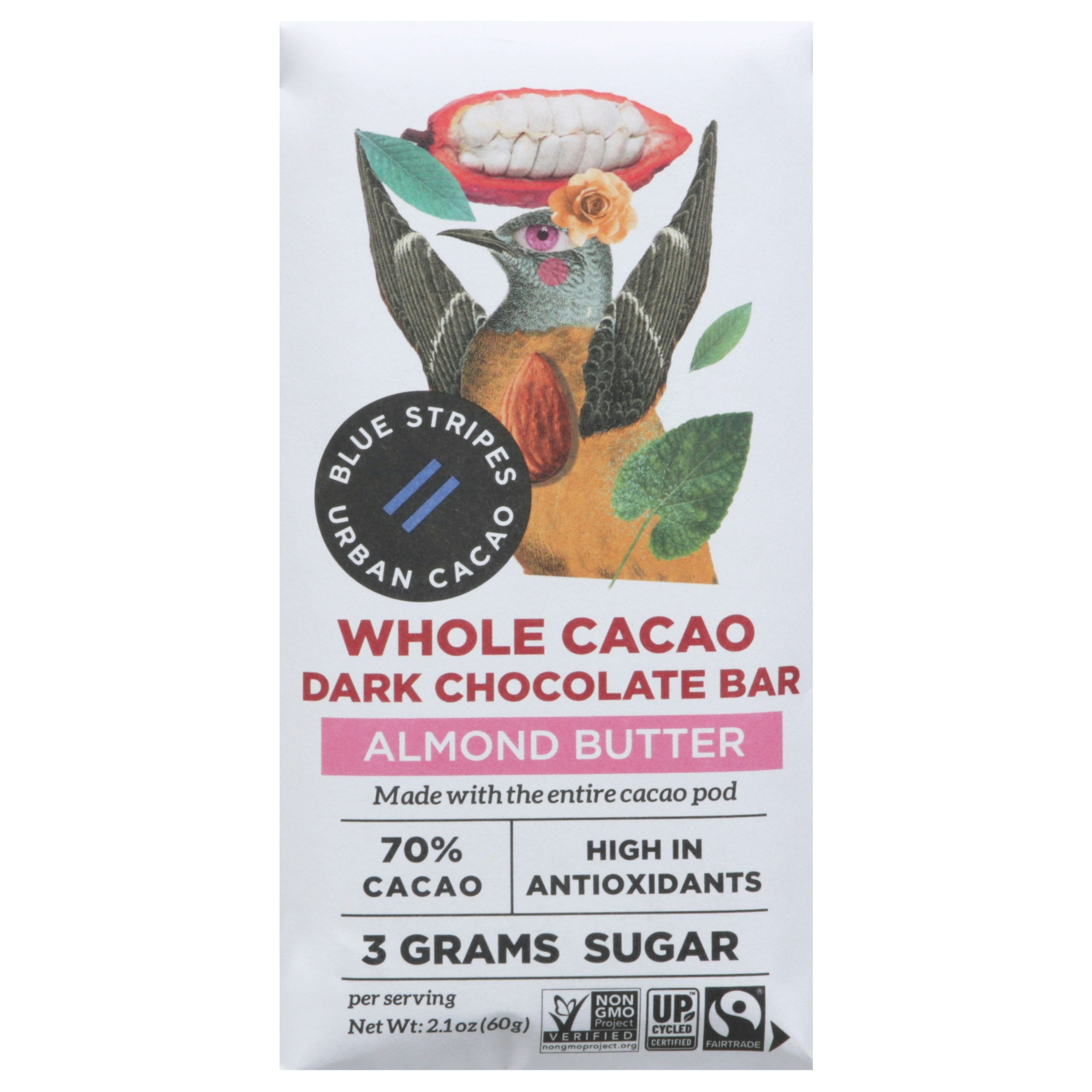 Blue Stripes Bar Whole Cacao Almond Butter
