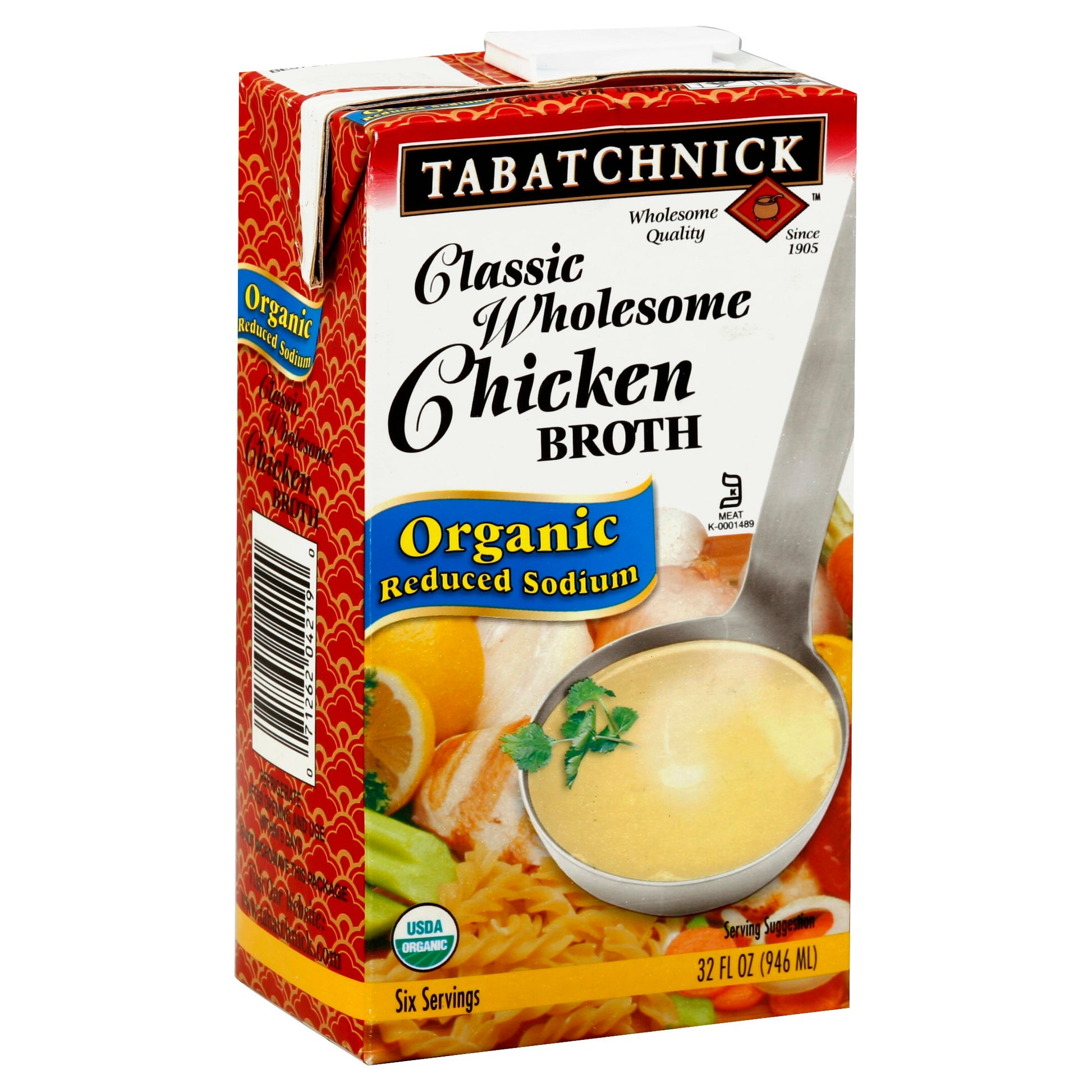 Tabatchnick Classic Wholesome Chicken Broth Organic Reduced Sodium Soup 32 Oz Pack of 12