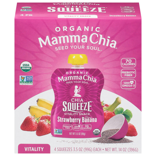 Mammachia Chia Squeeze Strawberry Banana 4 Pc Pack of 6