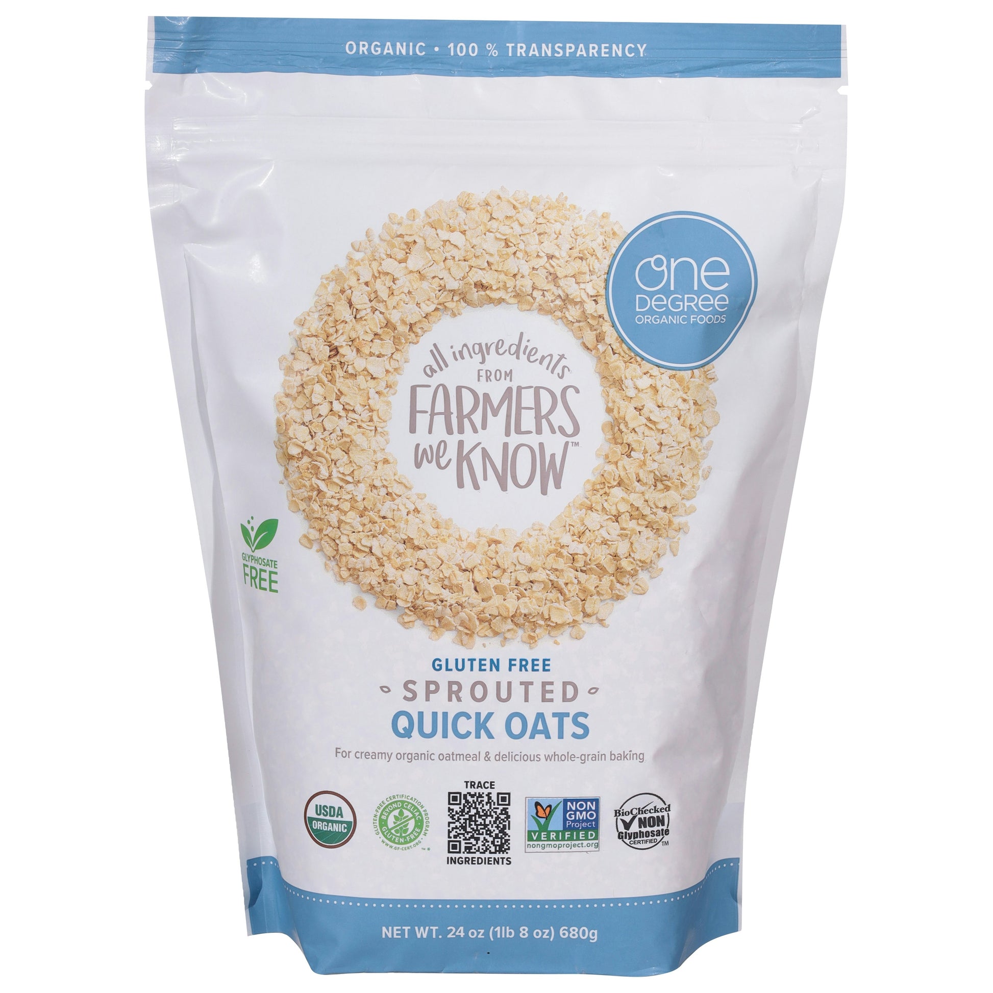 One Degree Oats Quick Sprouted Organic 24 Oz (Pack of 4)