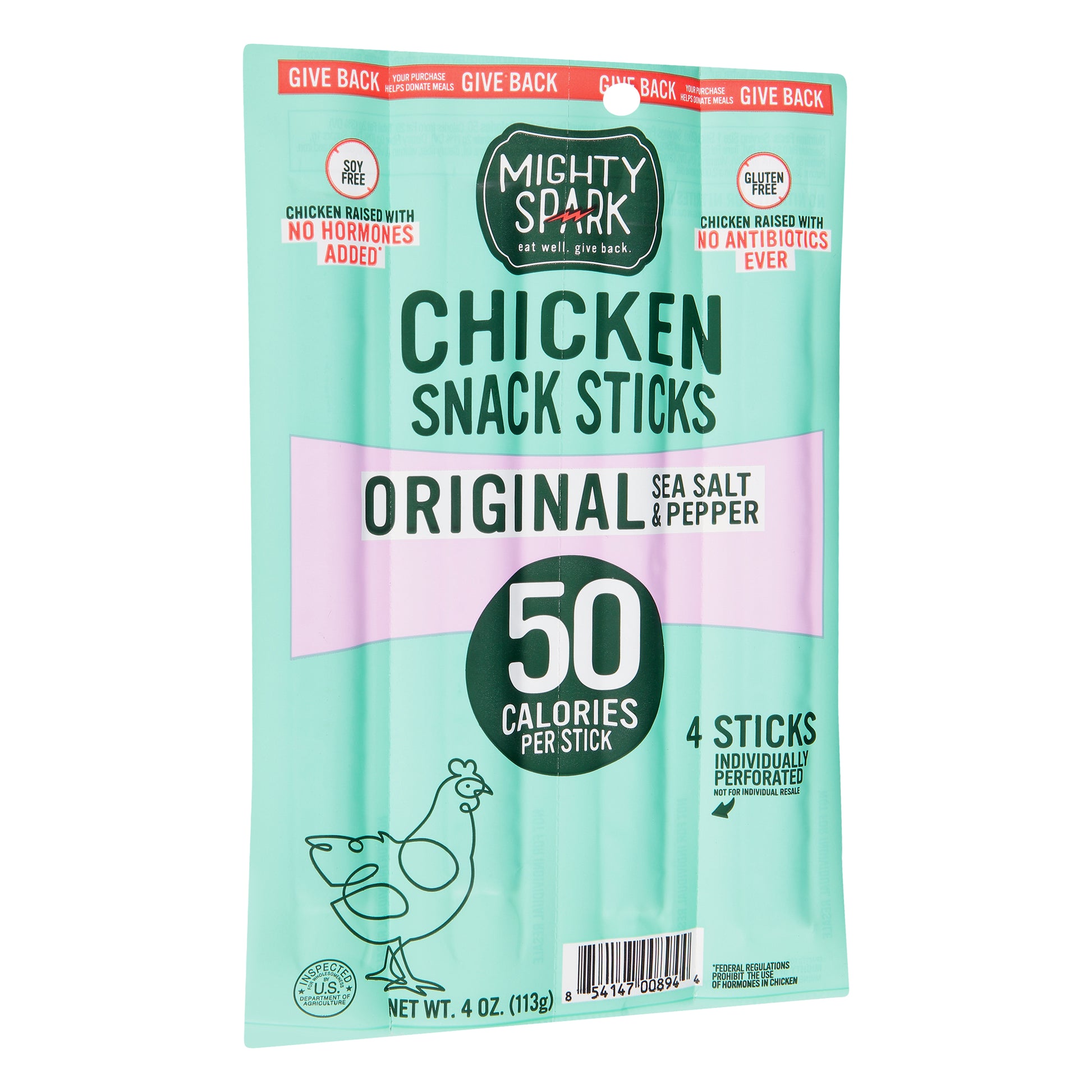 Mighty Spark Stick Snack Chicken Sea Salt Pepper 4 oz (Pack Of 8)