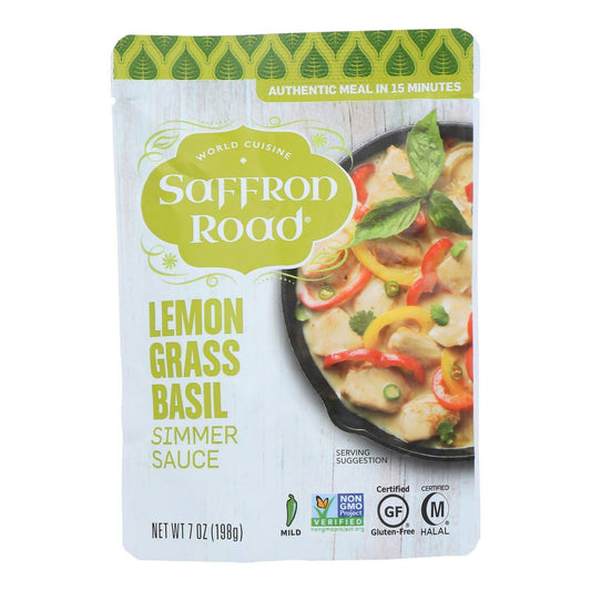 Saffron Road Simmer Sauce Halal Lemongrass Basil Mild Heat Gluten Free 7 Oz Pack of 8