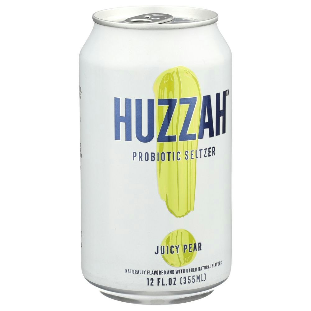 Huzzah Juicy Pear Probiotic Seltzer 12 Fo Pack of 12