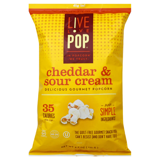 Live Love Pop Popcorn Cheddar Sour Cream 4.4 Oz (Pack Of 12)