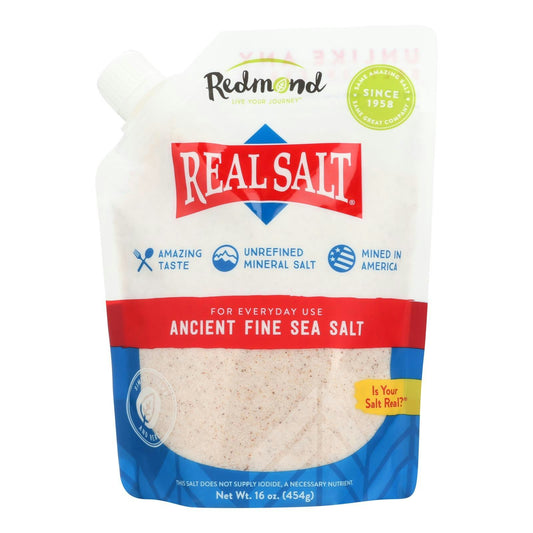 Real Salt Sea Salt - Ancient - Fine - Pouch 16 oz (Pack of 6)