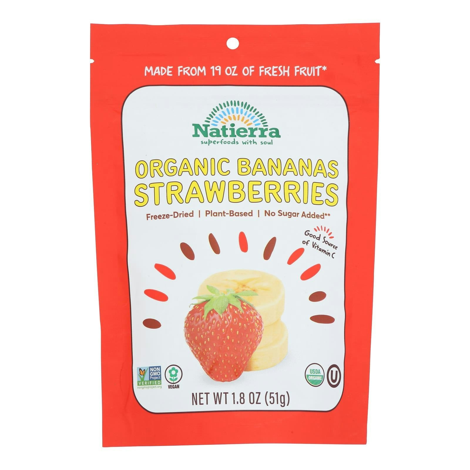 Natierra Freeze Dried - Bananas and Strawberries 1.8 oz (Pack of 12) )