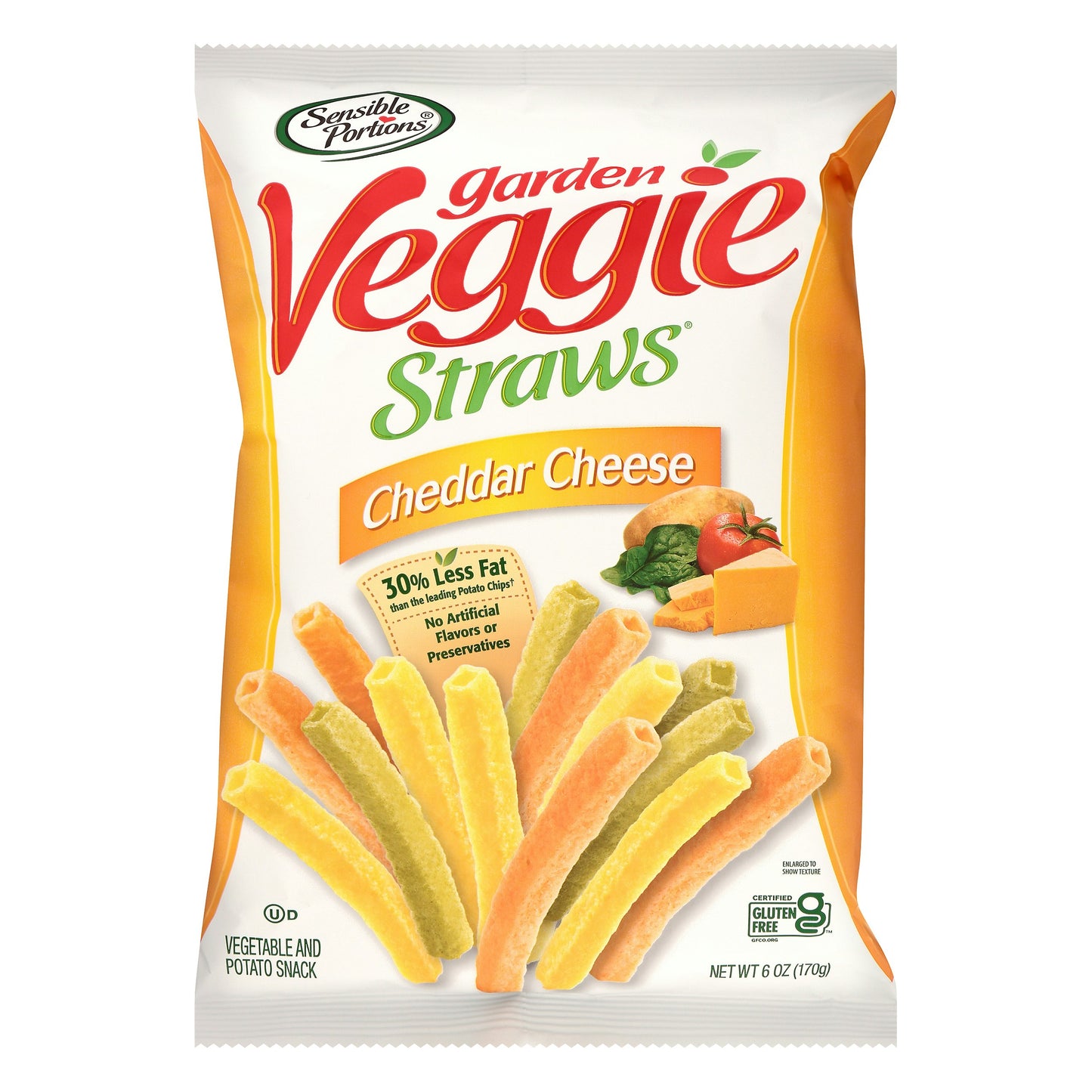 Sensible Portions Straw Veggie Cheddar Cheese 6 oz (Pack of 12)
