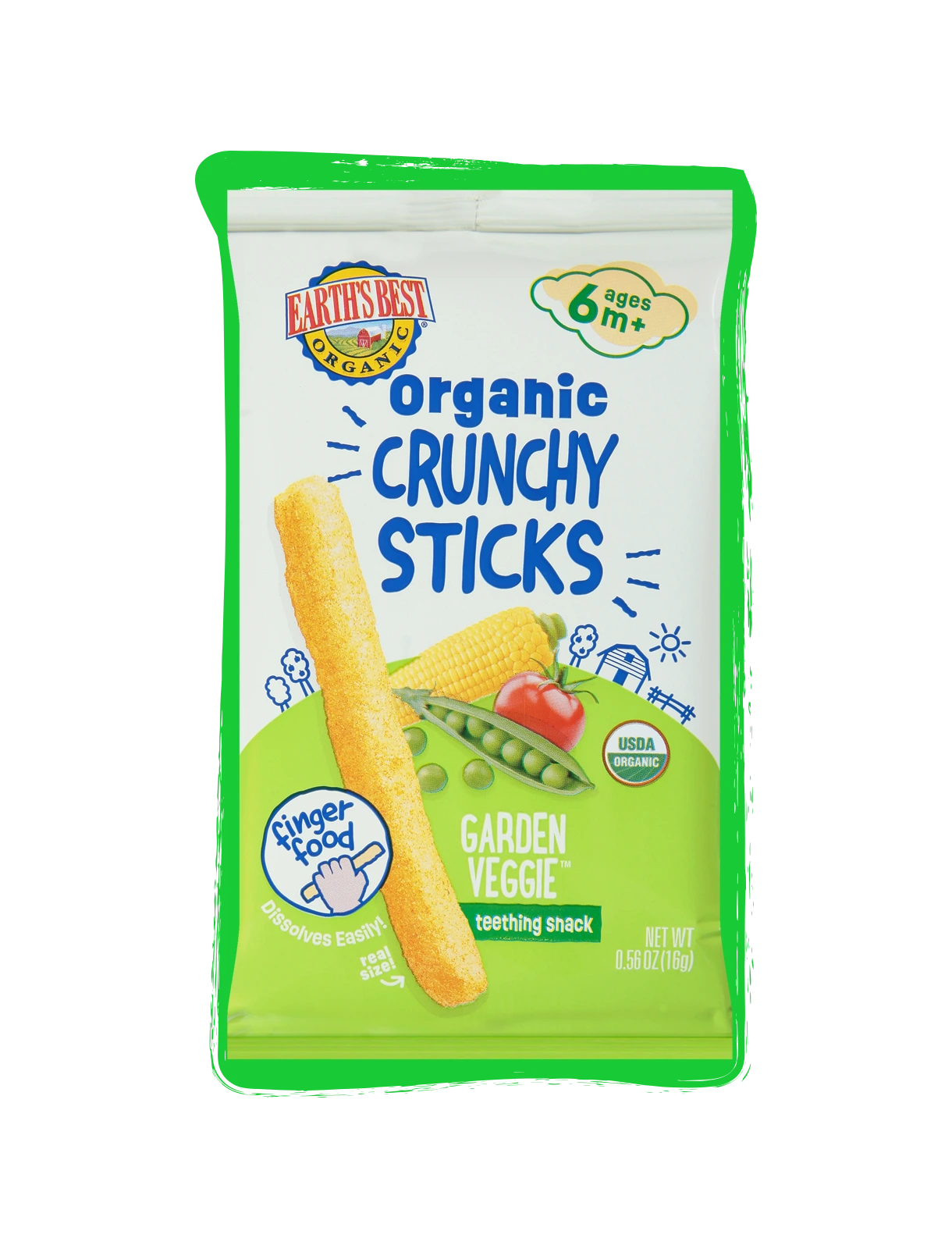 EARTHS BEST (Pack Of 20) Earths Best Sticks Crunchy Garden Vegetable 0.56 Oz