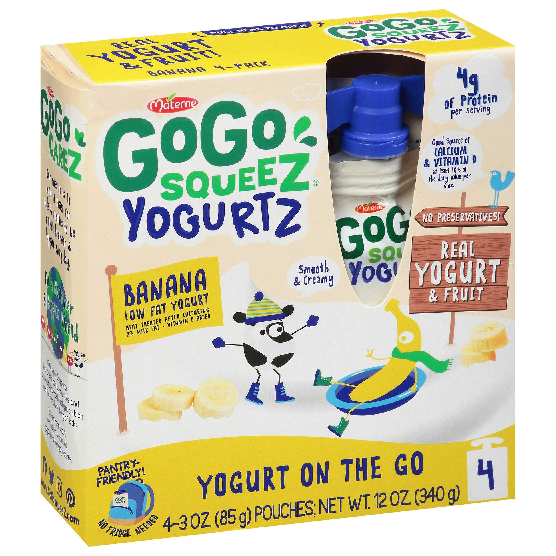 Gogo Squeez Yogurt Banana 4 Pack 12 Oz (Pack of 12)
