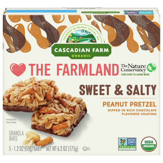 Cascadian Farm Bar Peanut Pretzel Sweet Salty 6.2 Oz Pack of 12