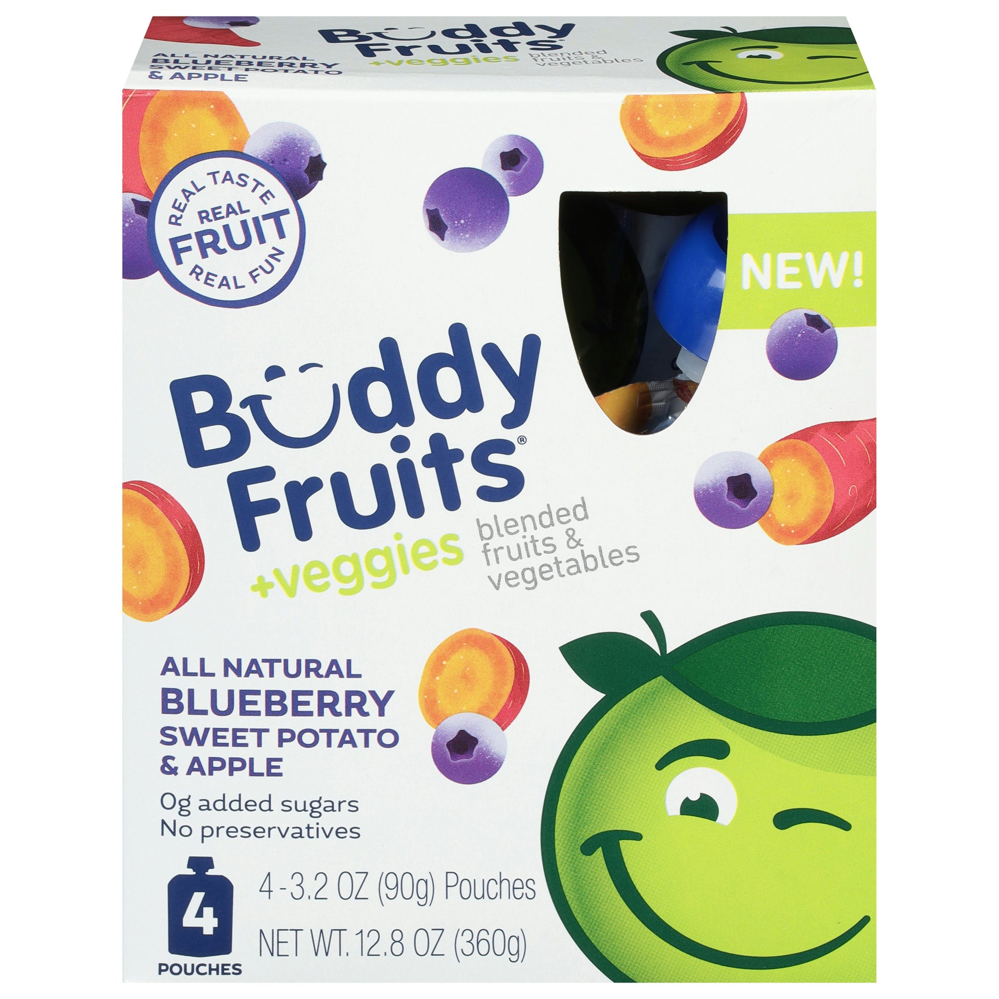 Buddy Fruits Fruit Pouch Sweet Potato Blueberry 4 Pack 12.8 oz (Pack of 6)