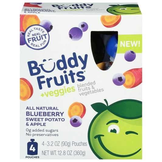 Buddy Fruits Fruit Pouch Sweet Potato Blueberry 4 Pack 12.8 oz (Pack of 6)