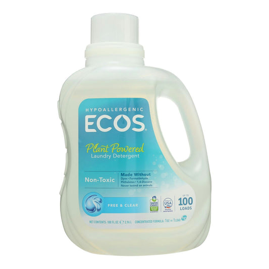 Earth Friendly Ecos Ultra 2x All Natural Laundry Detergent - Free and Clear 100 fl oz (Pack of 4)