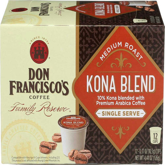 Don Franciscos Kona Blend Medium Roast Single Serve Coffee 12 Pk Pack of 6
