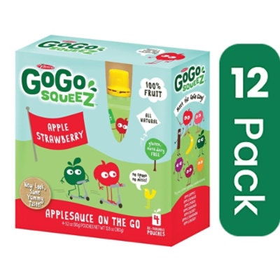 GoGo squeeZ Applesauce Apple Strawberry - 4 - 3.2 oz (Pack of 12)